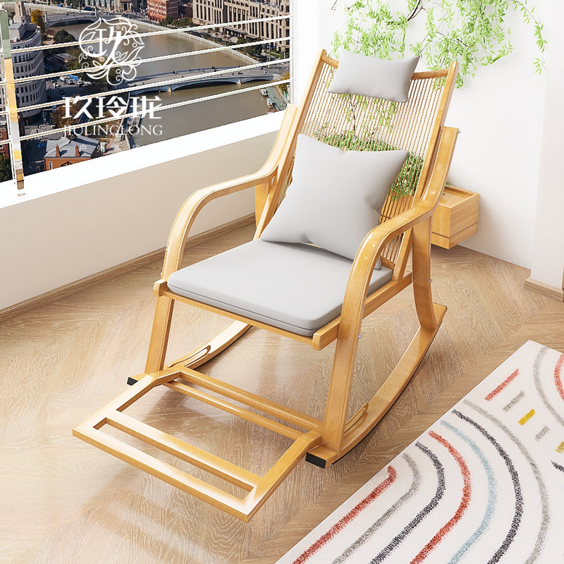 Outdoor rattan rocking chair Nordic home living room lazy sofa recliner bamboo cane chair single leisure balcony rocking chair