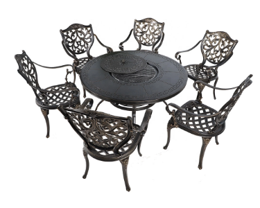 2021 New design Garden Garden balcony villa Hotel hotel sales outdoor metal cast aluminum barbecue hot pot tables and chairs