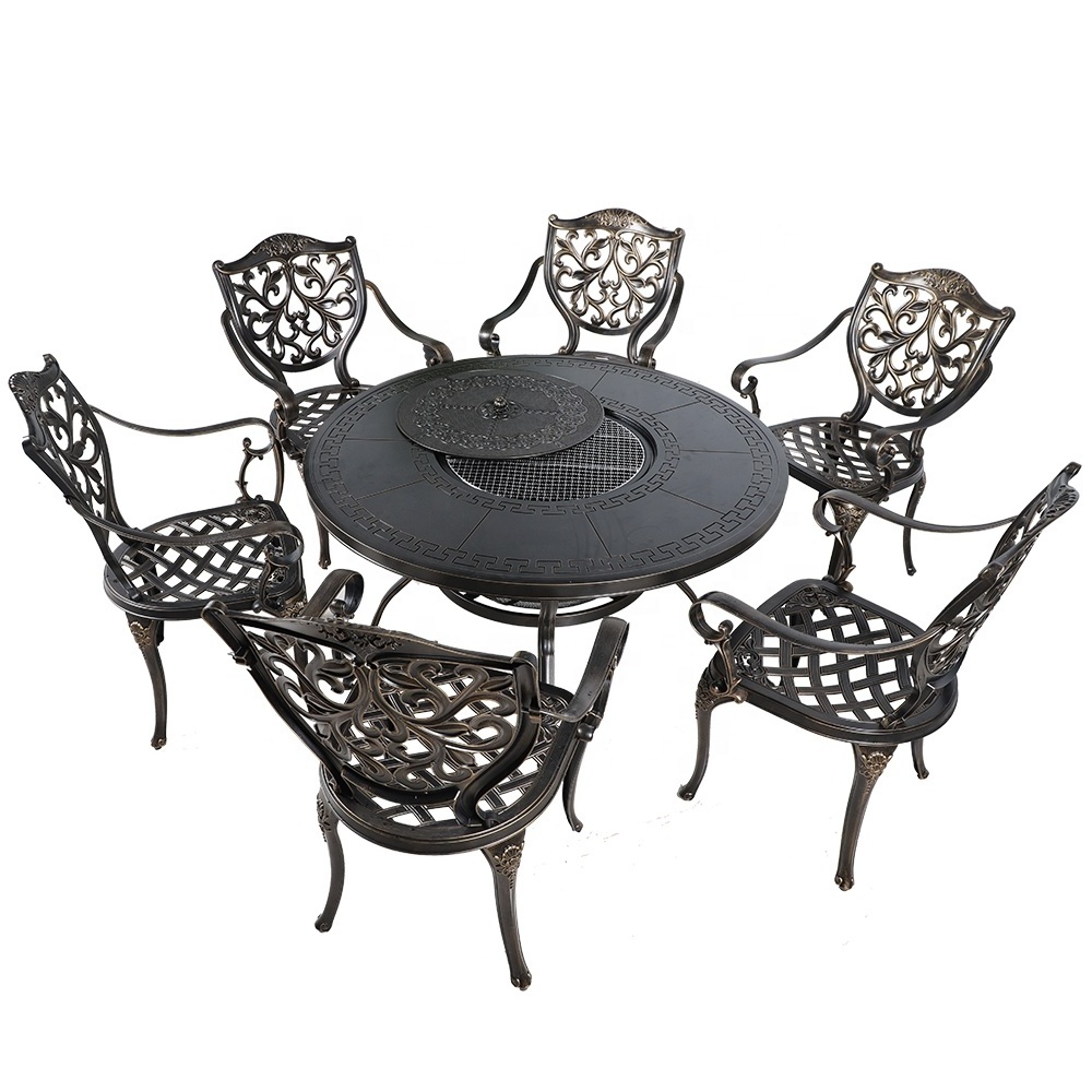 Multifunctional luxury outdoor furniture die casting  aluminum  bbq table and chairs in Restaurant / hotel