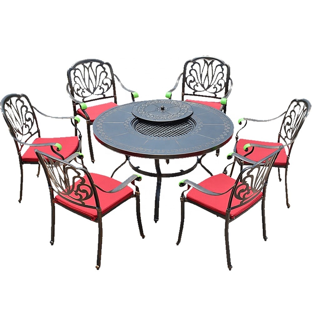 Multifunctional luxury outdoor furniture die casting  aluminum  bbq table and chairs in Restaurant / hotel