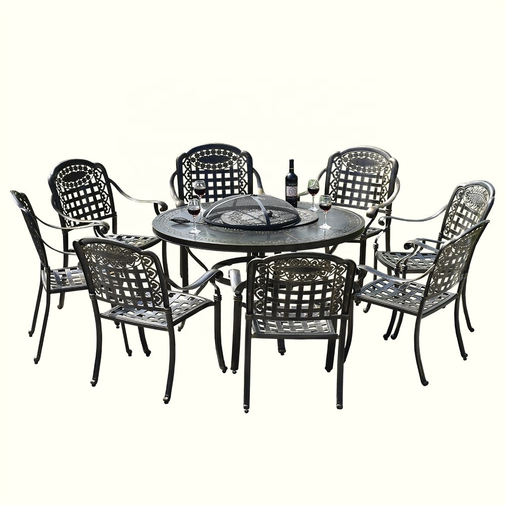 Multifunctional luxury outdoor furniture die casting  aluminum  bbq table and chairs in Restaurant / hotel