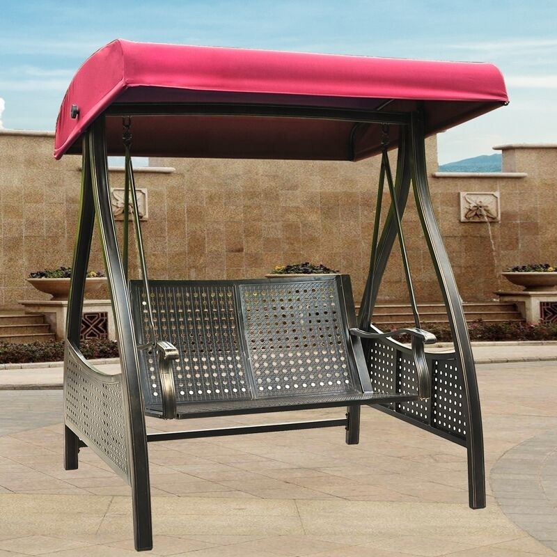 High quality patio swings garden swing set beach solar energy metal patio wrought cast aluminium 3 seater swing chair