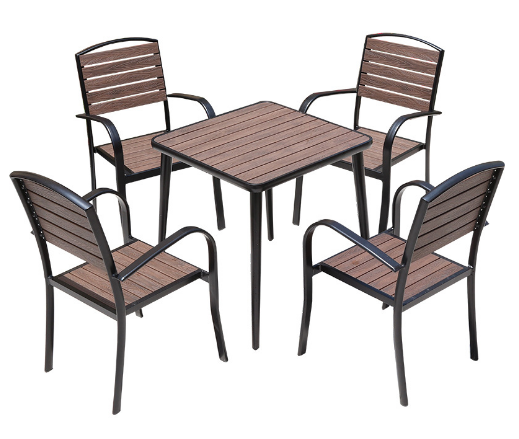 Leisure outdoor tables and chairs Garden embalmed brown plastic wood patio home chair Waterproof coffee shop chair Furniture