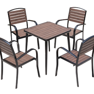 Leisure outdoor tables and chairs Garden embalmed brown plastic wood patio home chair Waterproof coffee shop chair Furniture