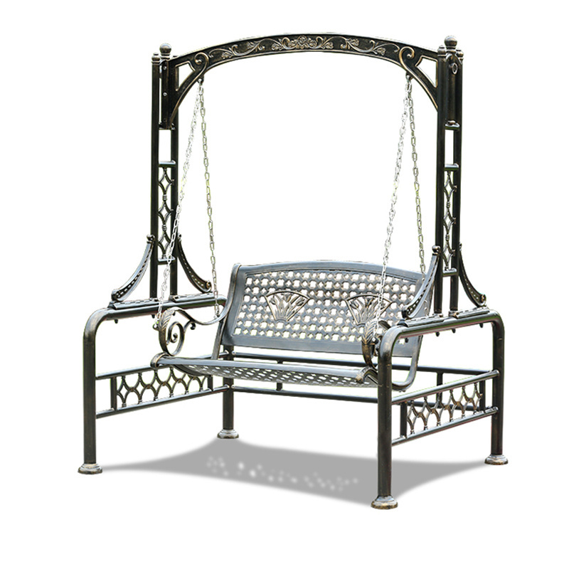 Outdoor courtyard swing villa courtyard terrace swing chair outdoor cast aluminum iron art double hanging chair hanging basket