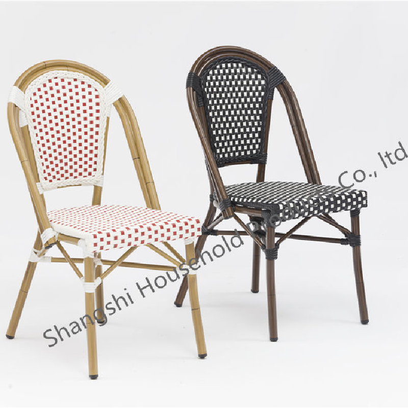 Rattan outdoor restaurant Garden parisian bistro dining stackable chairs french style rattan  table and chair