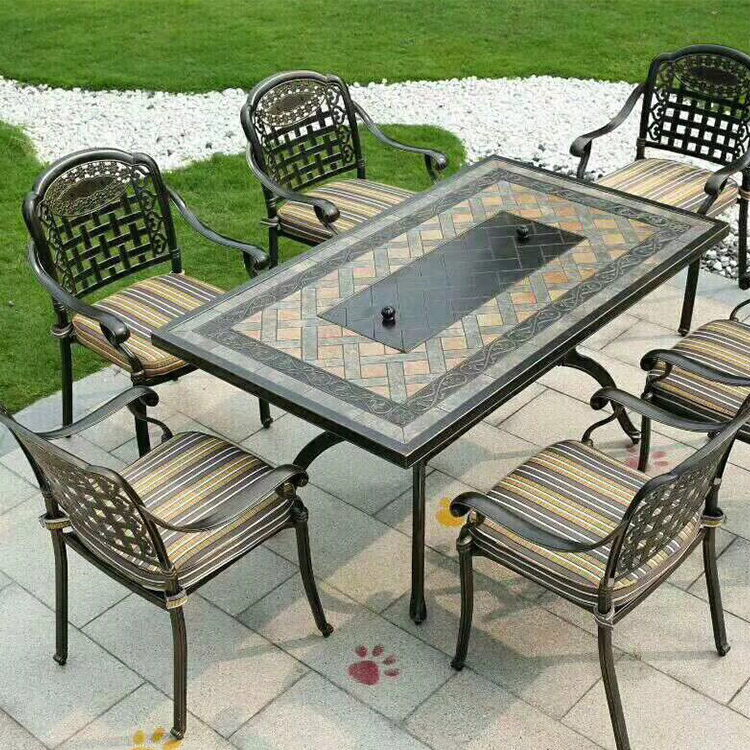 Classic Hot Sale Cast Aluminum Outdoor Patio Garden Furniture Table Set BBQ table