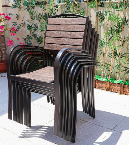 Leisure outdoor tables and chairs Garden embalmed brown plastic wood patio home chair Waterproof coffee shop chair Furniture