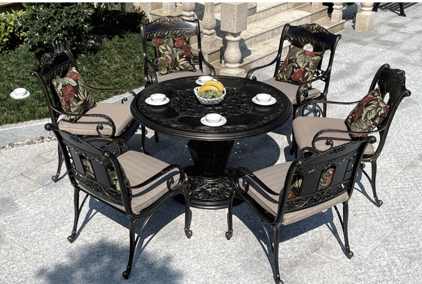 Garden set cast aluminum table courtyard outdoor restaurant hotel garden villa leisure place cast aluminum table and chair set