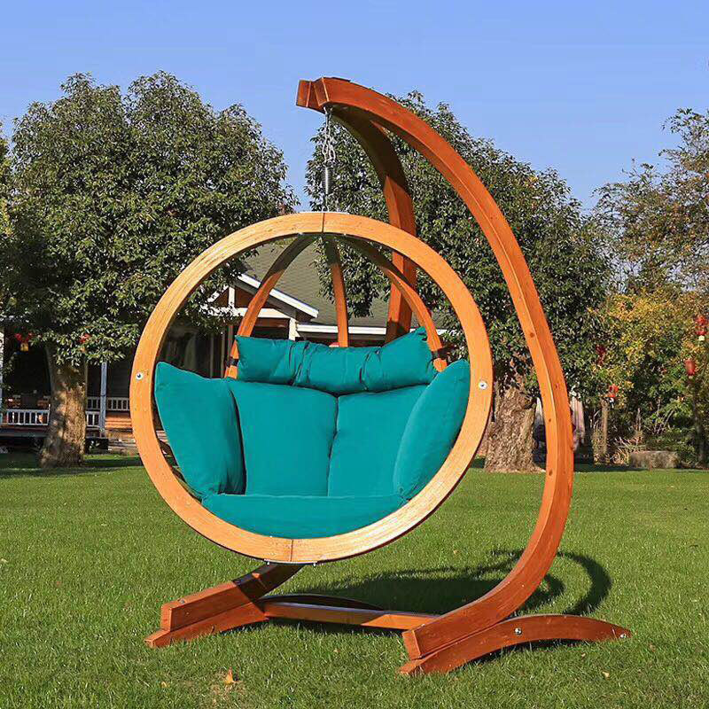 Wooden Stand Globular Swing Chair With Cushion modern outdoor sofa balinese furniture luxury home and garden furniture