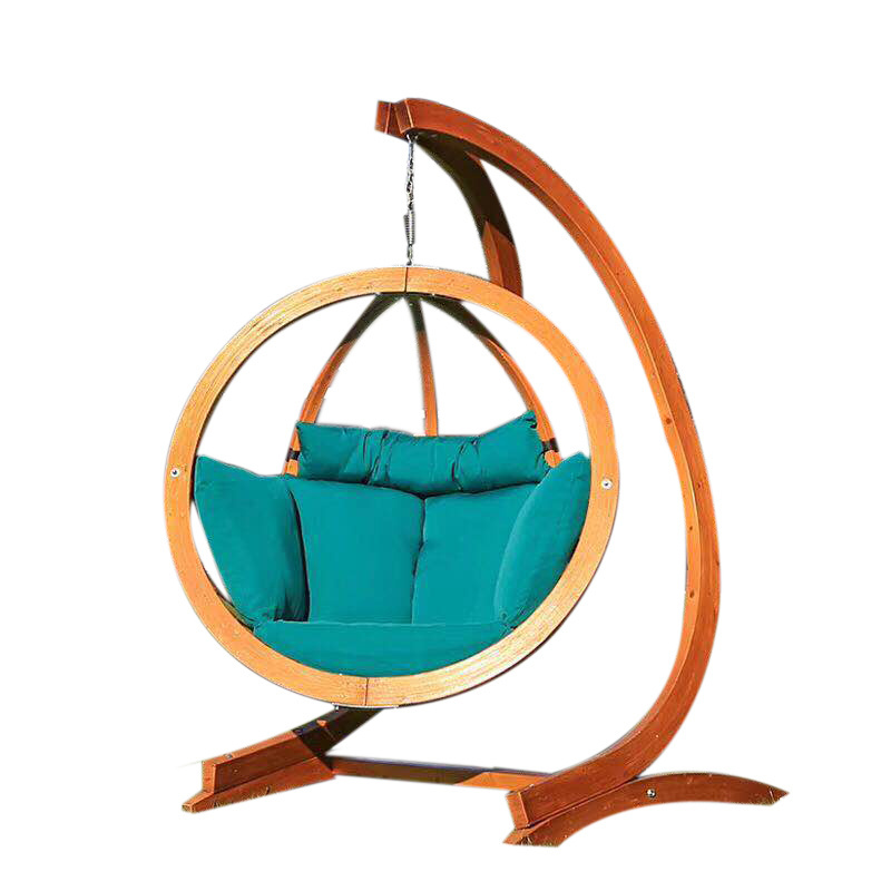 Wooden Stand Globular Swing Chair With Cushion modern outdoor sofa balinese furniture luxury home and garden furniture