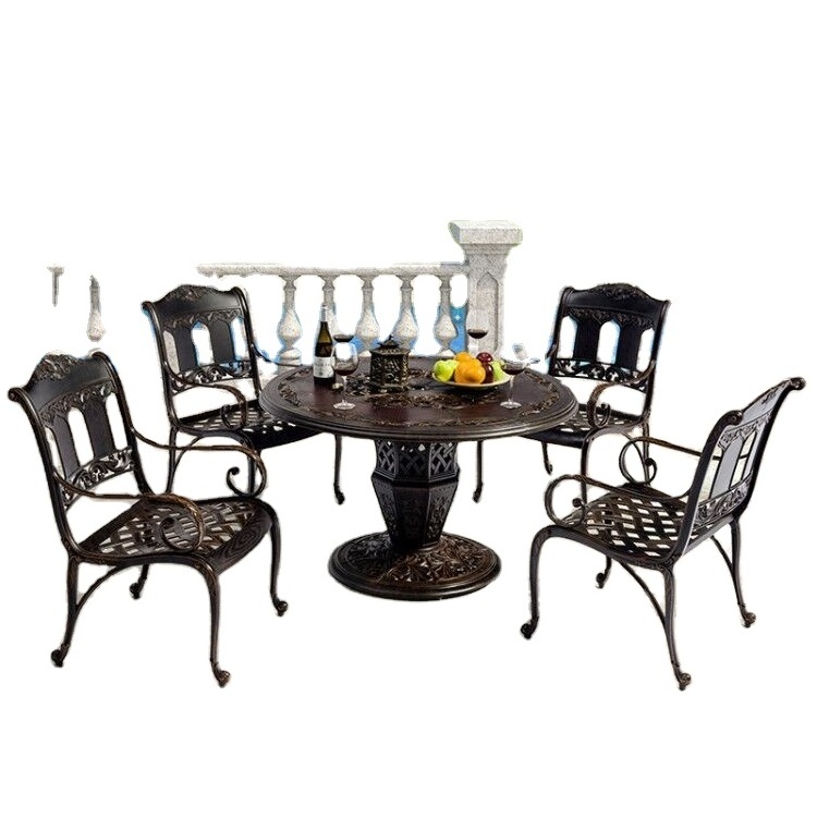 Garden set cast aluminum table courtyard outdoor restaurant hotel garden villa leisure place cast aluminum table and chair set