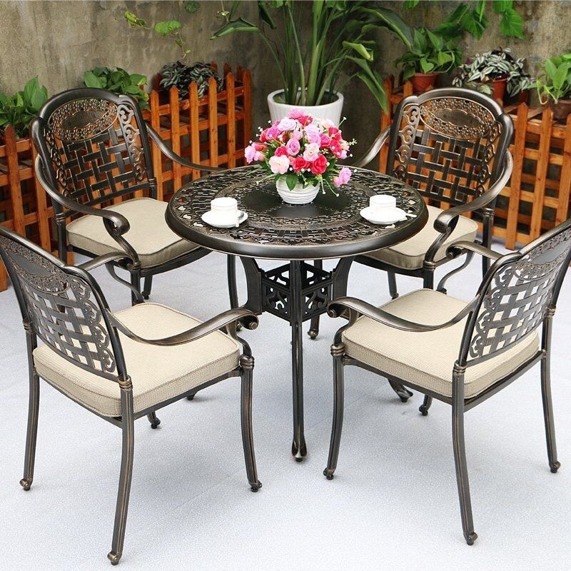 Made in China outdoor courtyard park garden Sun room leisure place Cast aluminum table and chair outdoor furniture set