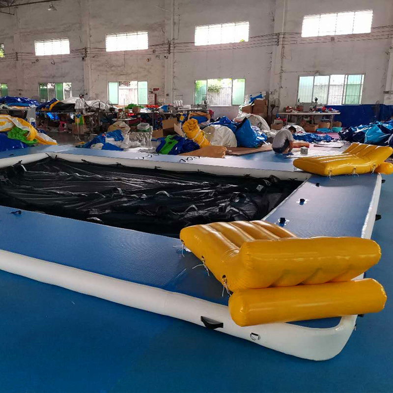 Inflatable Floating swimming pool on sea pool for yacht boats with jellyfish protect net PVC DWF Materials