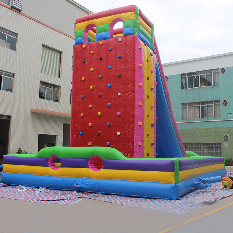 Popular sell giant inflatable rock climbing wall with slide Outdoor Inflatable Rock Climbing Wall for obstacle course