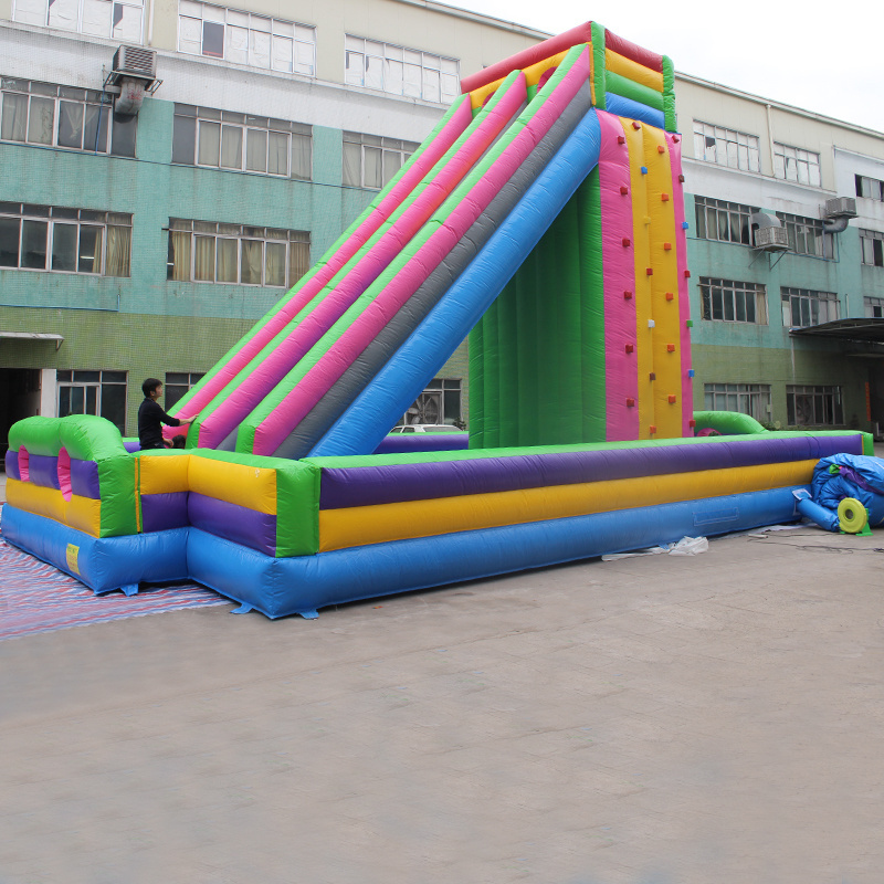 Popular sell giant inflatable rock climbing wall with slide Outdoor Inflatable Rock Climbing Wall for obstacle course