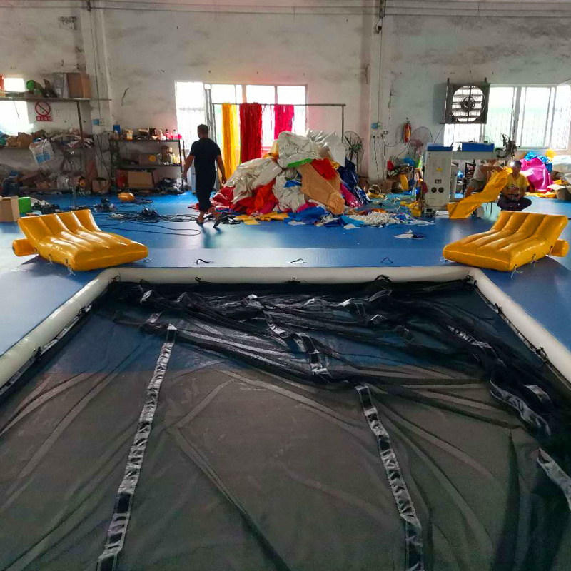 Inflatable Floating swimming pool on sea pool for yacht boats with jellyfish protect net PVC DWF Materials