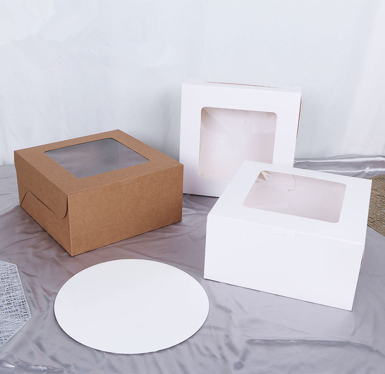 NEW no folding stock clear window 10 inch paper pizza and cake package box