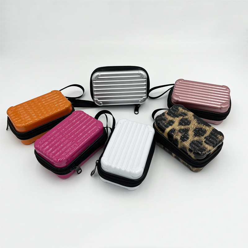 Customized PC cosmetic bag logo clutch travel hard case Mini small suitcase laser storage bag factory wholesale