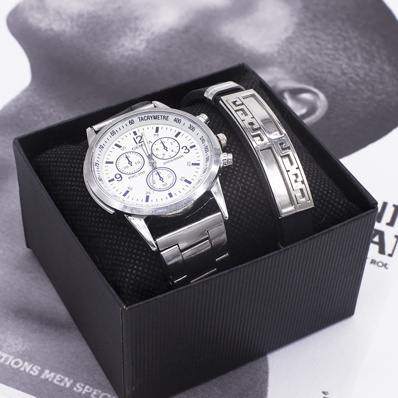 New Arrival fashion Wristwatch Stainless steel Watch Men's Business Watch gift Set Quartz Watch