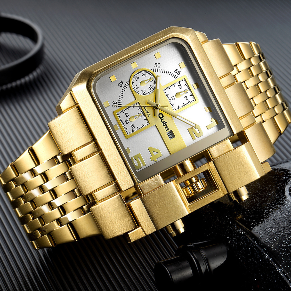 Popular Men's Local Gold Square Waterproof Non-Mechanical Quartz Watch