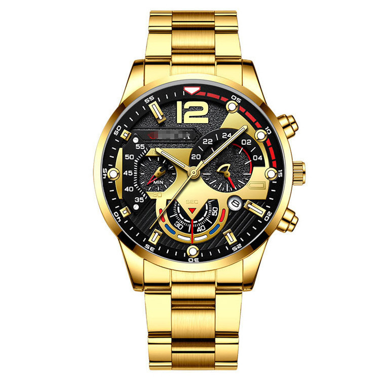 Men'S Creative Mechanical Version Six Needle Watch Alloy Steel Band Men'S Quartz Watch