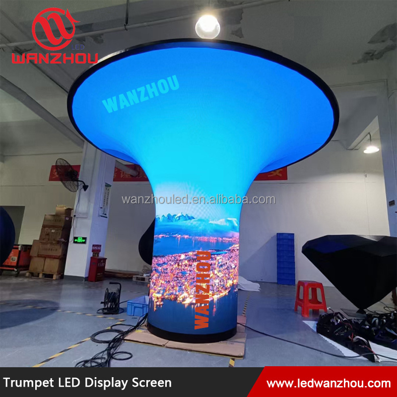 Trumpet Circular Ring Cylinder Column Pillar Indoor LED Screen Flexible Soft Display Ball Led Display Column led Petal Screen