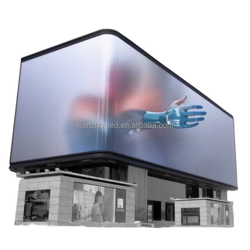 Wanzhou Naked-Eye 3D Advertising Big LED Screen Building Facade Wall Mounted Outdoor Waterproof Curved Display Digital Billboard