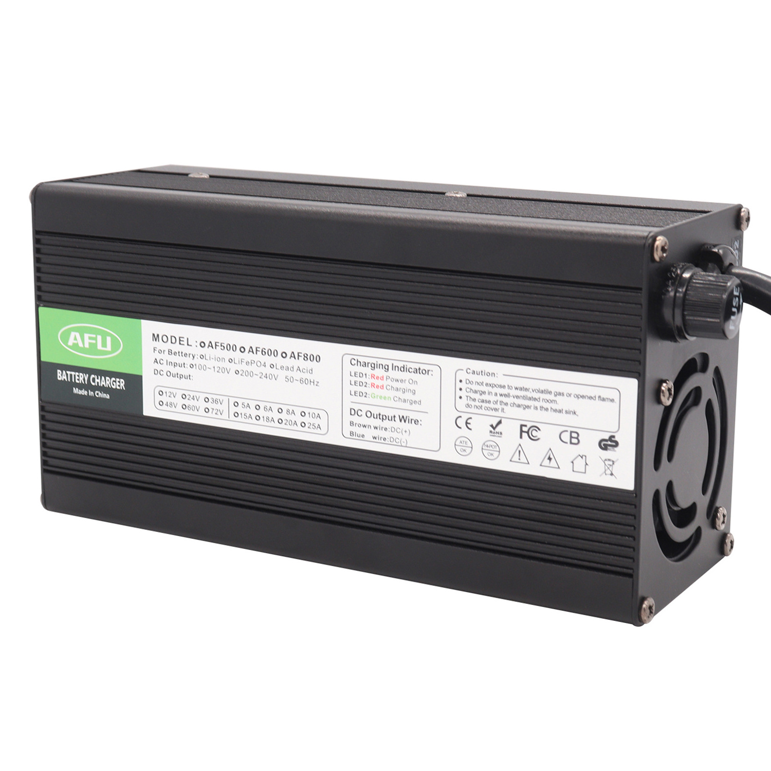 Cooling Fan 75.6V 10A Lithium Battery Charger For 18S 66.6V Lithium Battery 72V Battery Charger