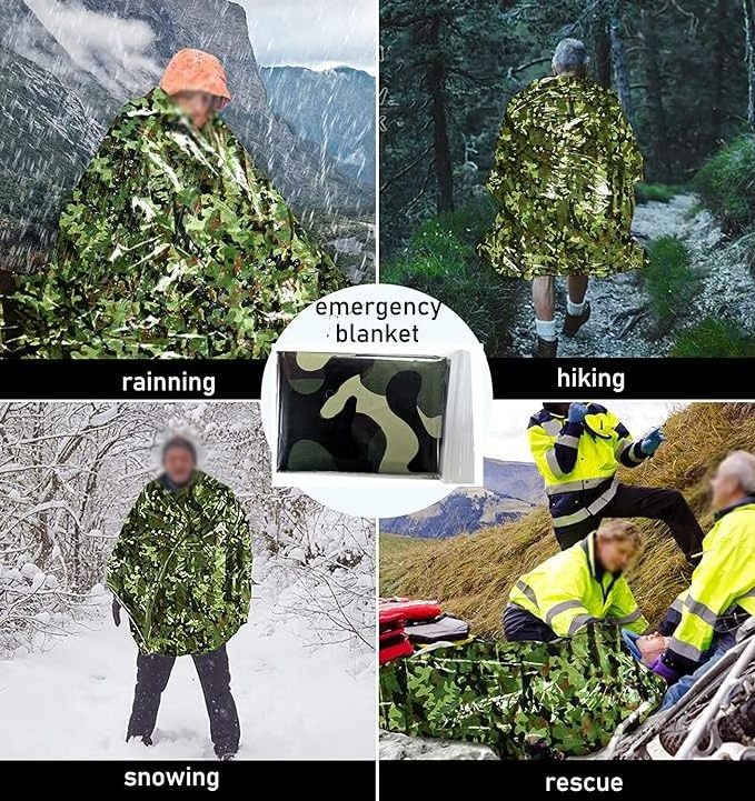 Cmart Outdoor Gold/Silver Mylar Survival Camouflage First Aid Emergency Blanket