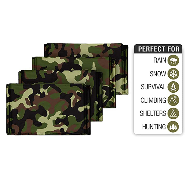 Cmart Outdoor Gold/Silver Mylar Survival Camouflage First Aid Emergency Blanket