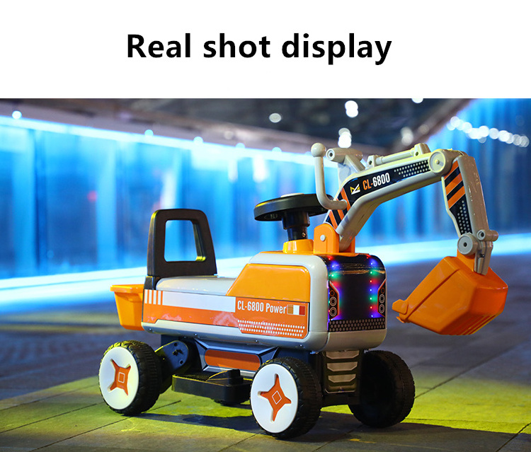 WQL Toddler Sliding Toy Car Excavator Can Sit and Ride Large Flashing Music Children's Engineering Vehicle Electric Excavator