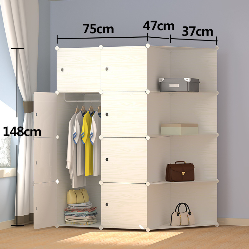 8 Door Simple Plastic Wardrobe Assembly Resin Magic Tablets Wardrobe Combination Storage Cabinet With Shelf