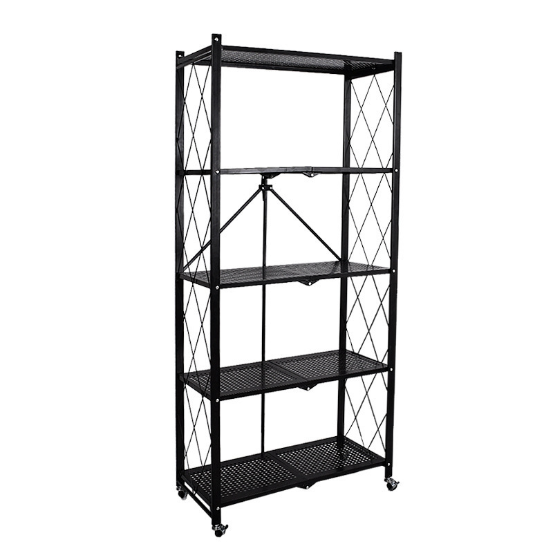 5 Tier Foldable Mini Kitchen Microwave Storage Holder steel plate Rack