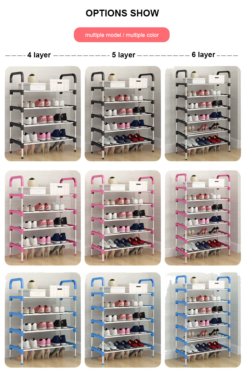 Amazing 4 5 6 Tier steel shoe rack black metal design luxury shoe rack storage cabinet