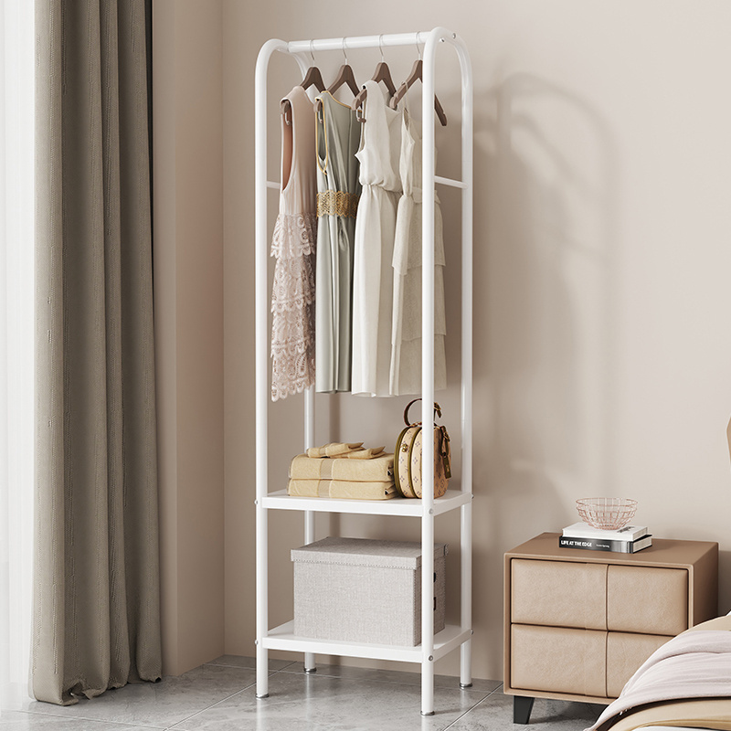 Wholesale Bedroom Furniture Modern Metal Hall Clothes Coat Hanging Shelf Shoe Storage Coat Rack Stand With Adjustable Bottom