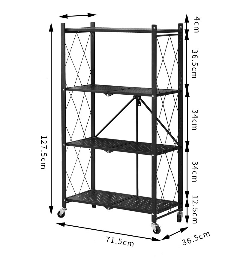 5-Tier Metal Storage Shelves Rack Shelf Organizer Foldable Wire Shelving Units with Wheels Movable Garage Kitchen Garden Shelves