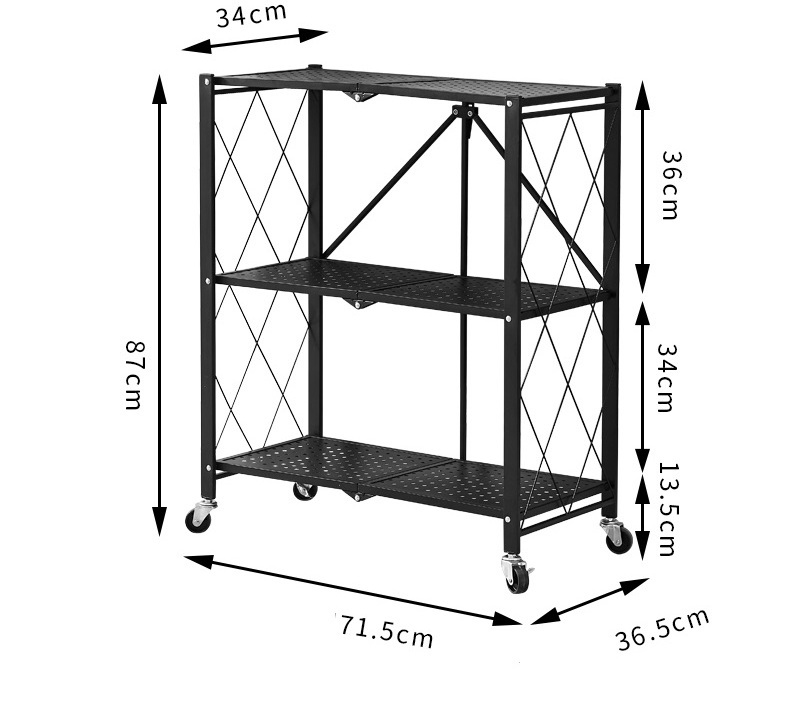 5-Tier Metal Storage Shelves Rack Shelf Organizer Foldable Wire Shelving Units with Wheels Movable Garage Kitchen Garden Shelves