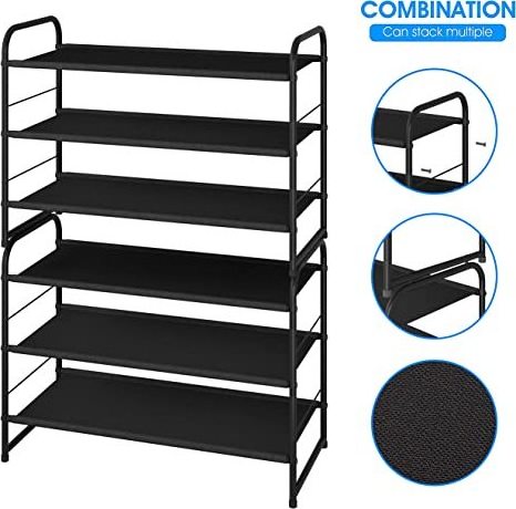 High Quality Canvas Shoe Rack Simple Trending 3-Tier Stackable Expandable Adjustable Fabric Shoe Shelf Storage Organizer