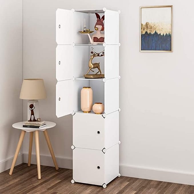 Cheap 5 Cube White Decorative Plastic Shelves Transparent Storage Organizer Cabinet Closet Shelves Resin Storage Shelving