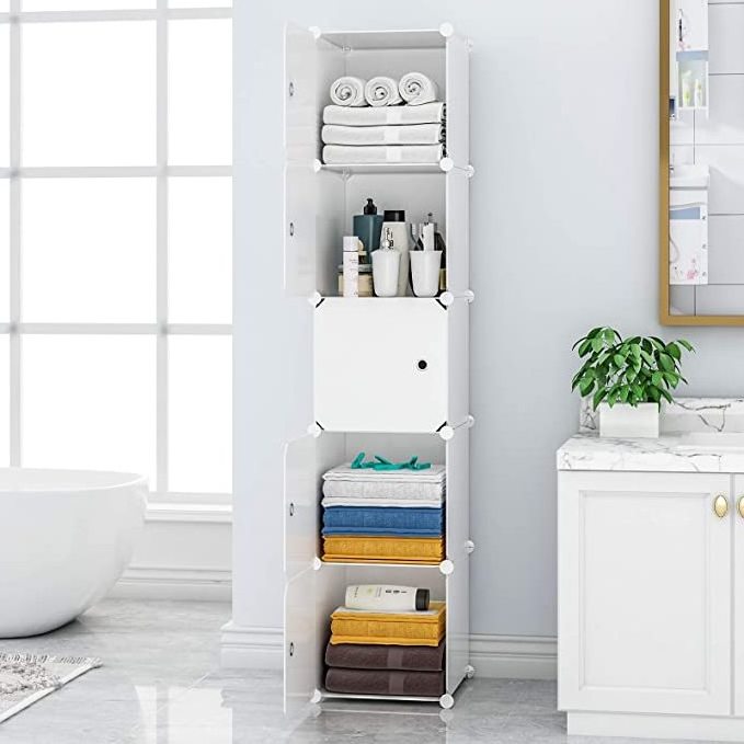 Cheap 5 Cube White Decorative Plastic Shelves Transparent Storage Organizer Cabinet Closet Shelves Resin Storage Shelving