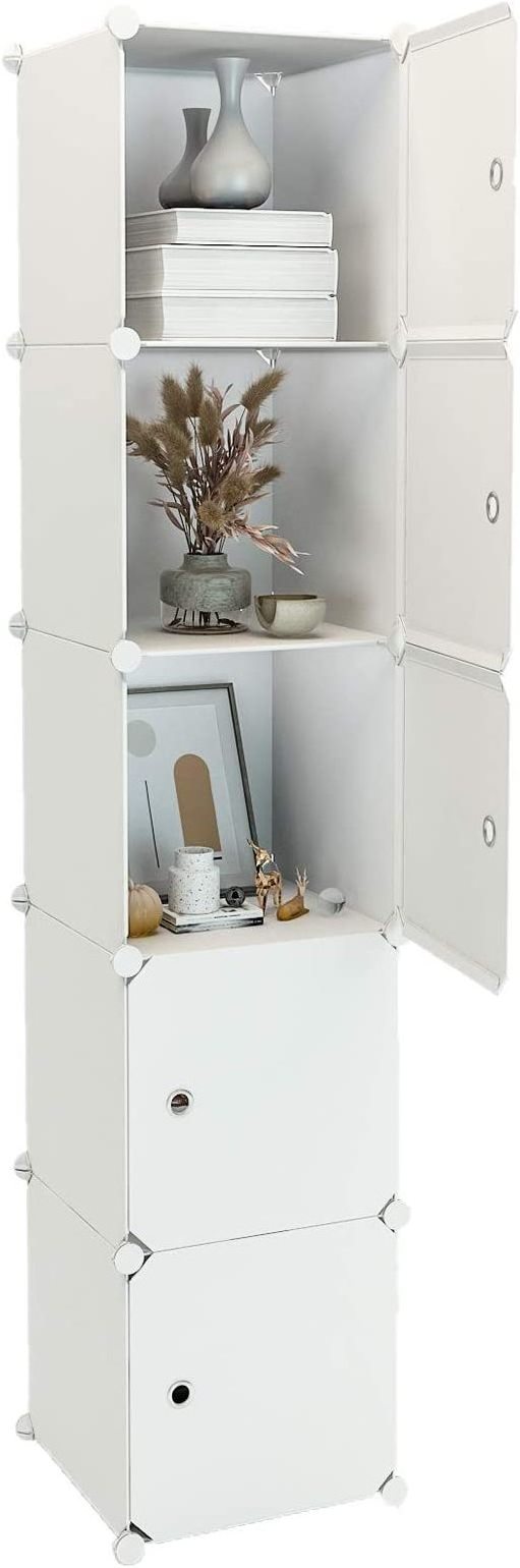 Cheap 5 Cube White Decorative Plastic Shelves Transparent Storage Organizer Cabinet Closet Shelves Resin Storage Shelving