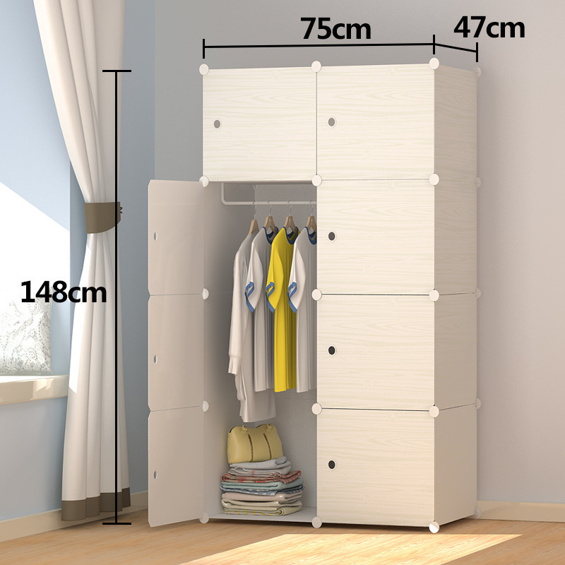 8 Door Simple Plastic Wardrobe Assembly Resin Magic Tablets Wardrobe Combination Storage Cabinet With Shelf