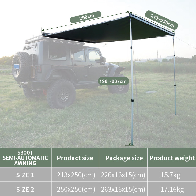 Wareda Car Accessories Camping Truck Offroad Trailer Aluminum Case Roof Rack 4x4 rooftop Retractable awning tent Camper markise