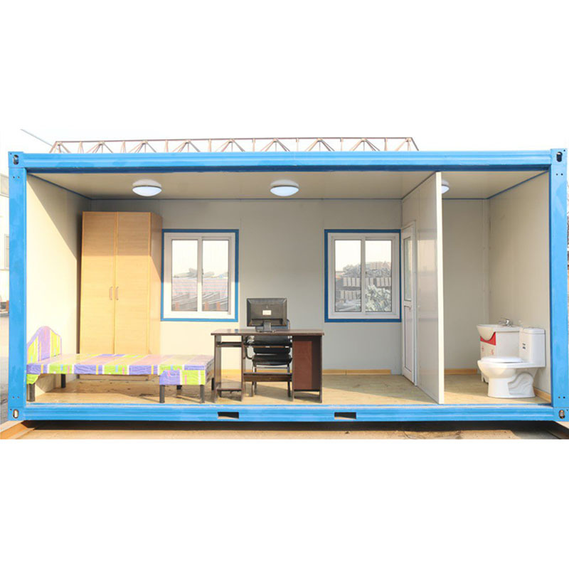 low cost cheap price prefab light steel structure shipping container house with sandwich panel wall and roof good insulation.