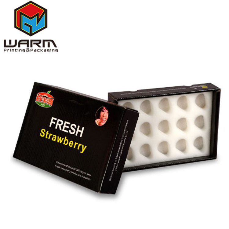 Foldable Strawberry Fruit Corrugated Paper Packaging Box with EVA Foam Insert Divider