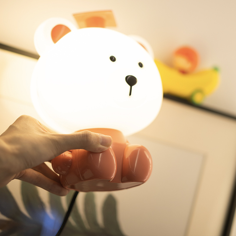 Baby Room Kawaii Decor Creative Animal Bedroom Bedside Sleep Lamp Cartoon Bear Plug In Led Night Light for Girls