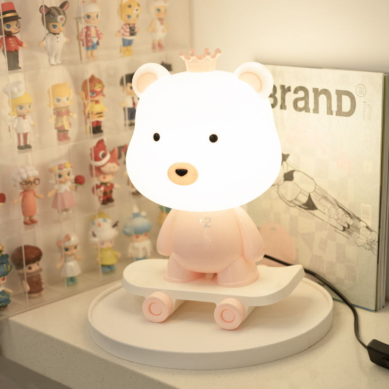 WD Fun Desk Lamp for Kids Bedside Bedroom Creative Cartoon Bear Reading  Table Light for Kids Room Girls Quirky Gift