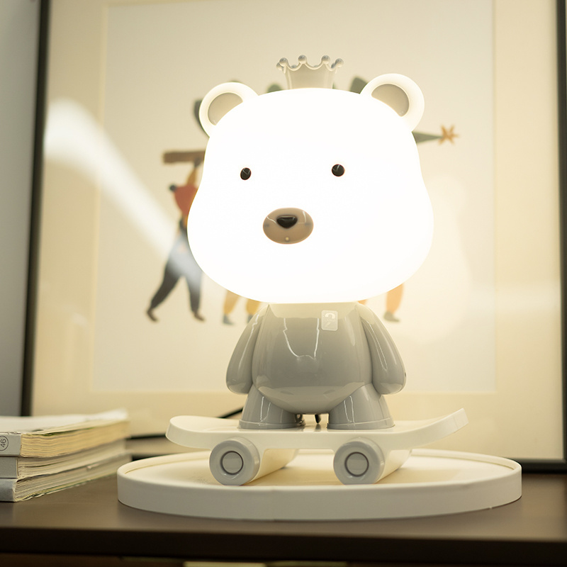 WD Fun Desk Lamp for Kids Bedside Bedroom Creative Cartoon Bear Reading  Table Light for Kids Room Girls Quirky Gift