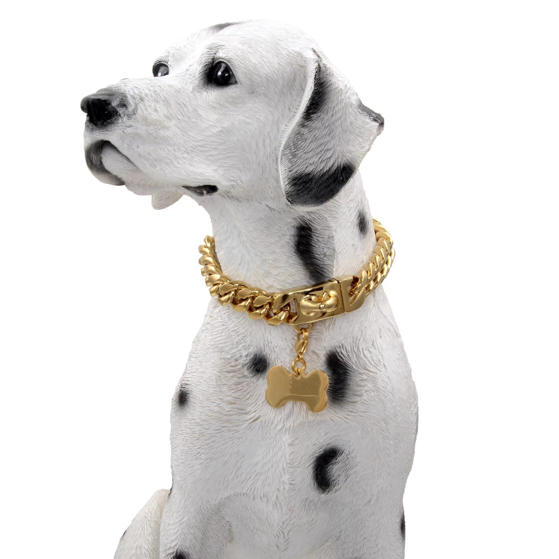 Wholesale Luxury Dog Collares Pet Big Hip Hop Leads Necklace Leash Gold Cuban Link Dog Collar Chain